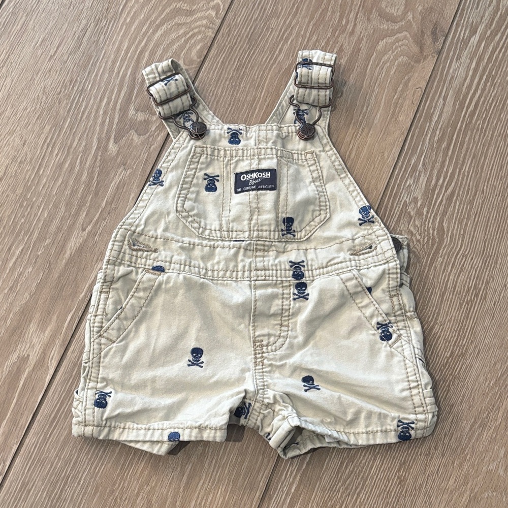 OshKosh B'gosh Tan Skull Print Kids Overalls